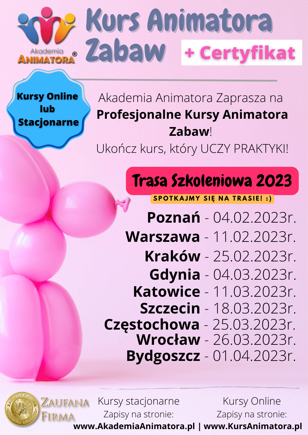 Kurs Animatora 2023 – Nowa Trasa Akademii Animatora