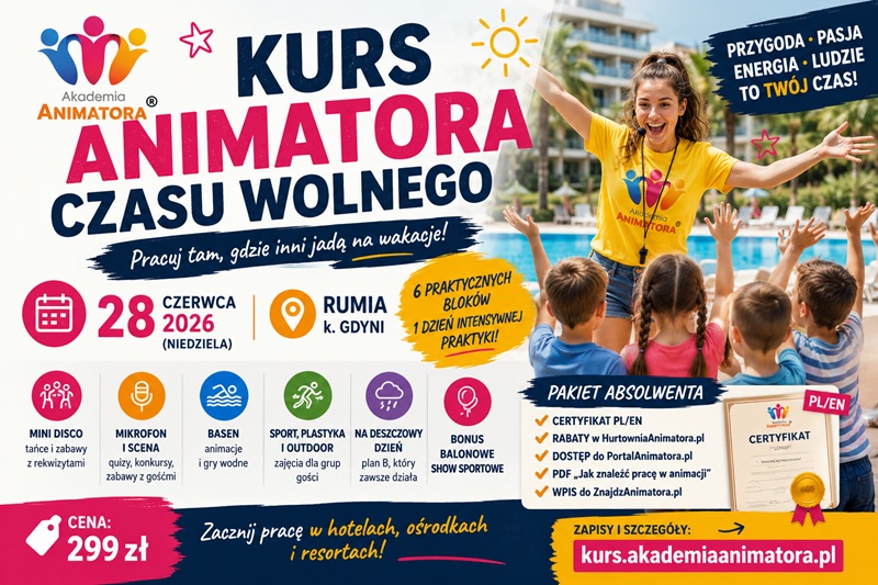Kurs Animatora Czasu Wolnego Rumia - AkademiaAnimatora.pl